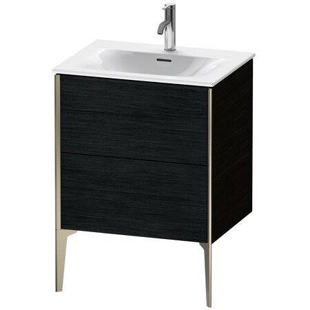 Xviu One Drawer Floorstanding Vanity Unit Oak Black